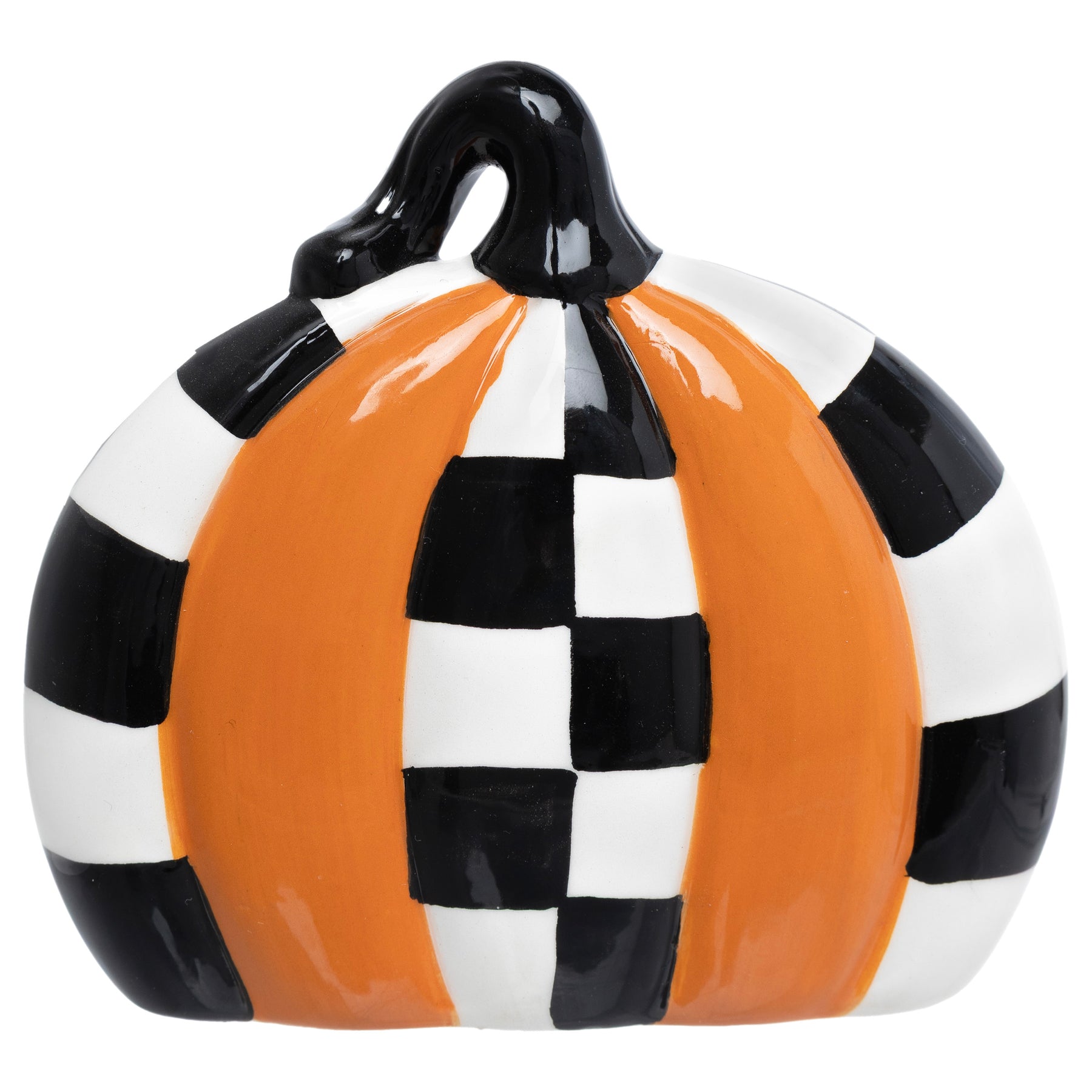 Ceramic Checkered Pumpkin Sitter