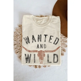 Wanted and Wild Cow Skull Mineral Wash Tee