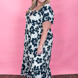 Call It Whatever Black Floral Puff Sleeve Maxi Dress