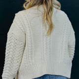 Thank You Next Pom Pom Sweater Cardigan, Cream