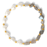 Bracelet, Pearl & Stone, Grey/Gold
