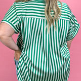Thinking Of You Striped Collared Top, Green