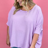 Hey Baby Ribbed Batwing Top, Lilac