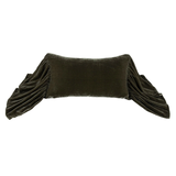Silk Velvet Long Ruffled Pillow, Fern Green
