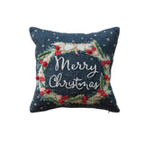 12" Embroidery & Beads Wreath Merry Christmas Pillow