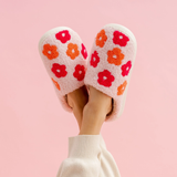 Slippers, Pink Floral, M/L